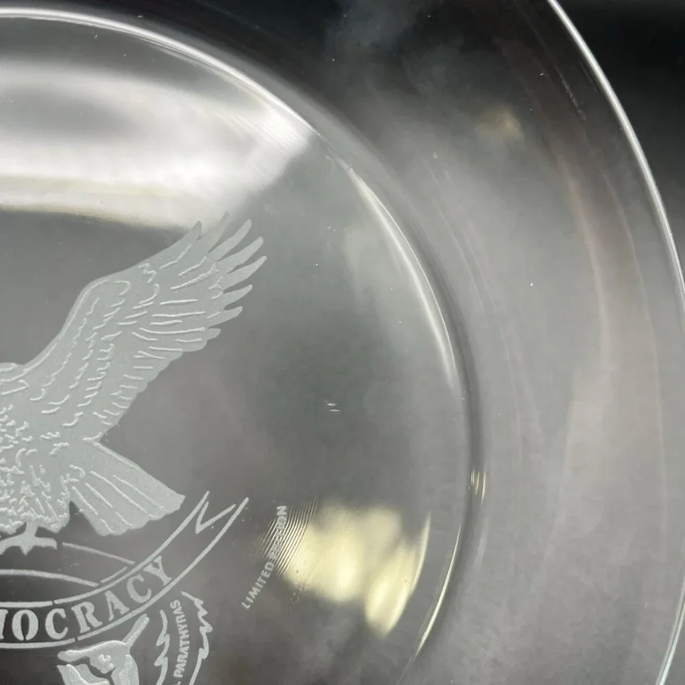 Vintage Arcoroc France American Legion Democracy Eagle Plate 1981-1982 Etched